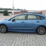 Side profile of blue five-door hatchback