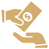 Hand giving dollar bill to another hand