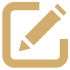 Gold pencil edit icon on black background